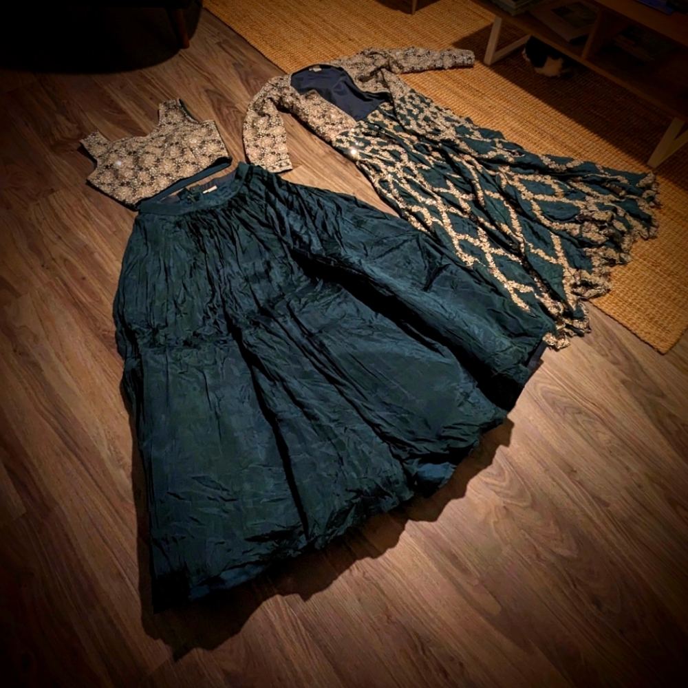 Silver and Teal Lehenga Set (worn once)